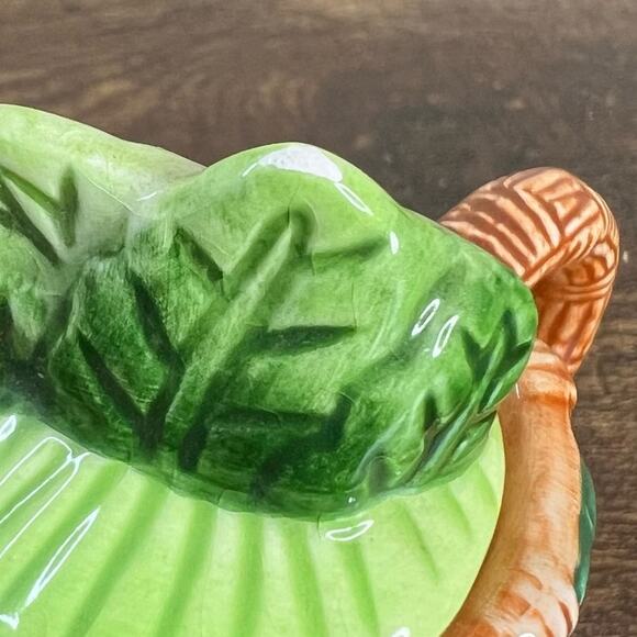 4 Vintage Fine Ceramic Miniature Lidded Teapots Apple Carrot Basket Collectible - Picture 11 of 12